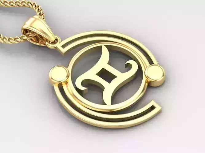 Galaxy Gemini Light Gold Pendant Version 8 3D print model