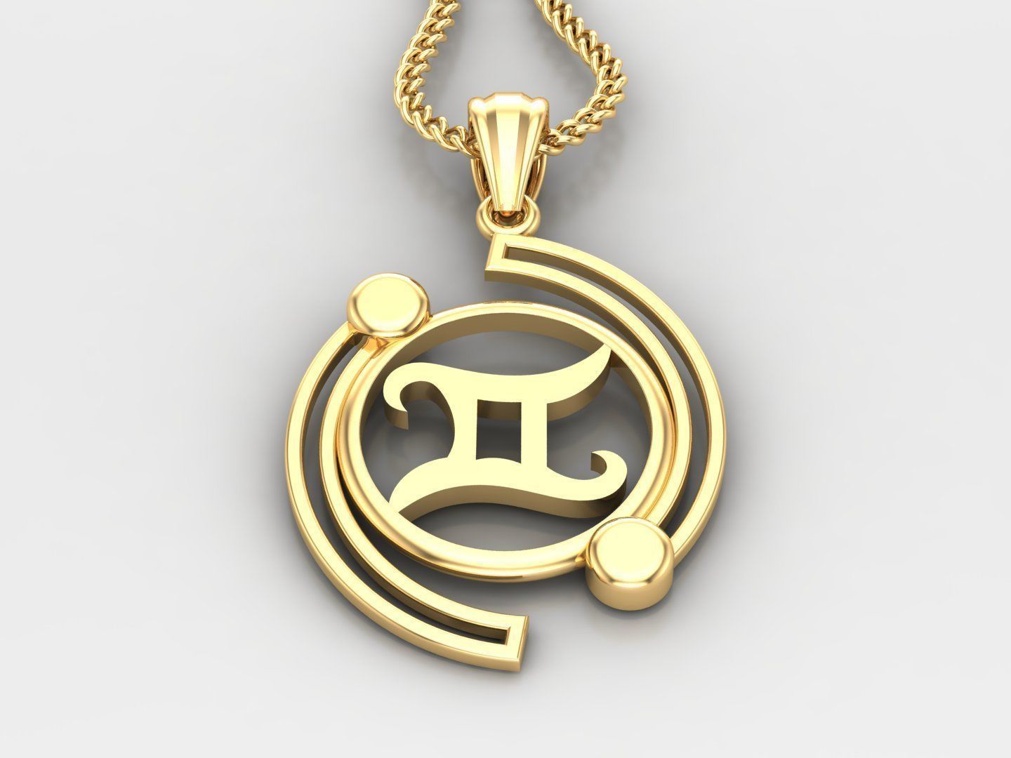 Galaxy Gemini Light Gold Pendant Version 8 3D print model_2