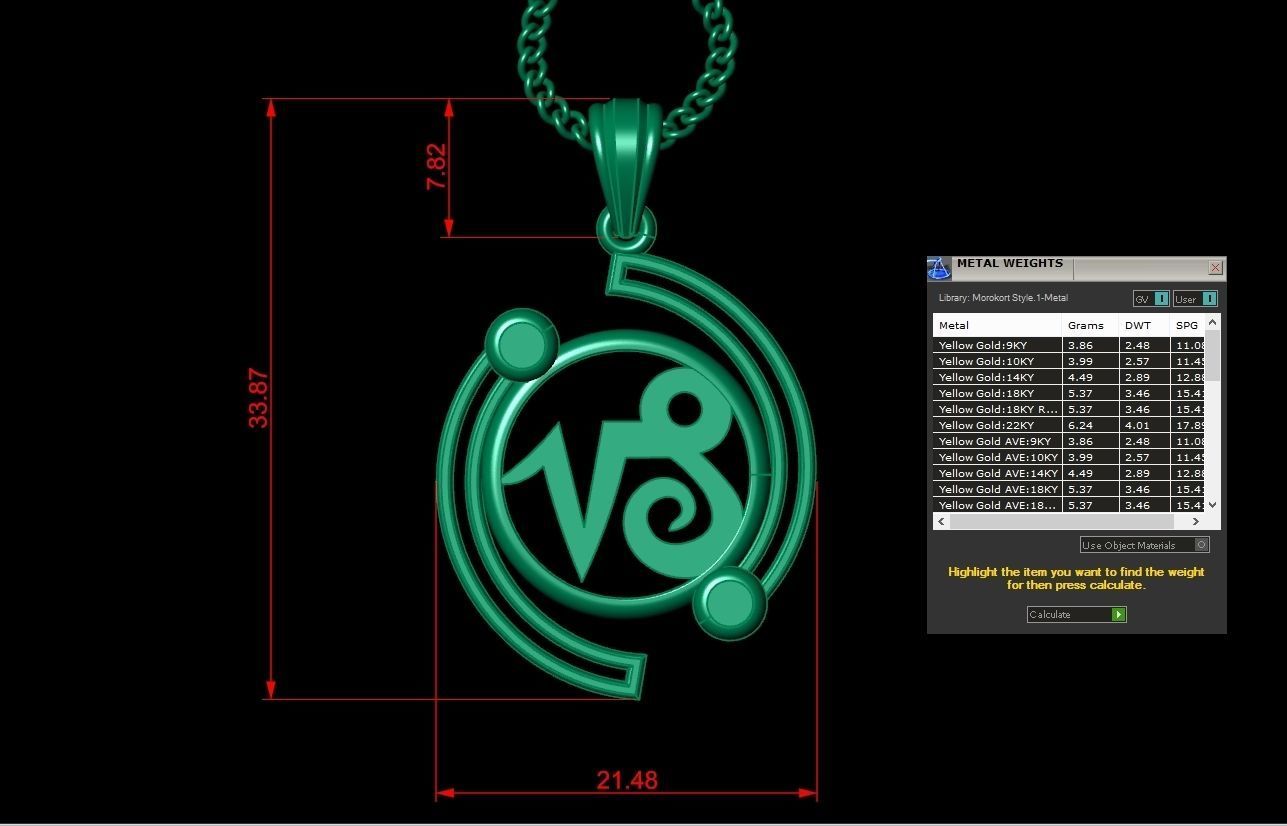 Galaxy apricom Light Gold Pendant Version 8 3D print model_1