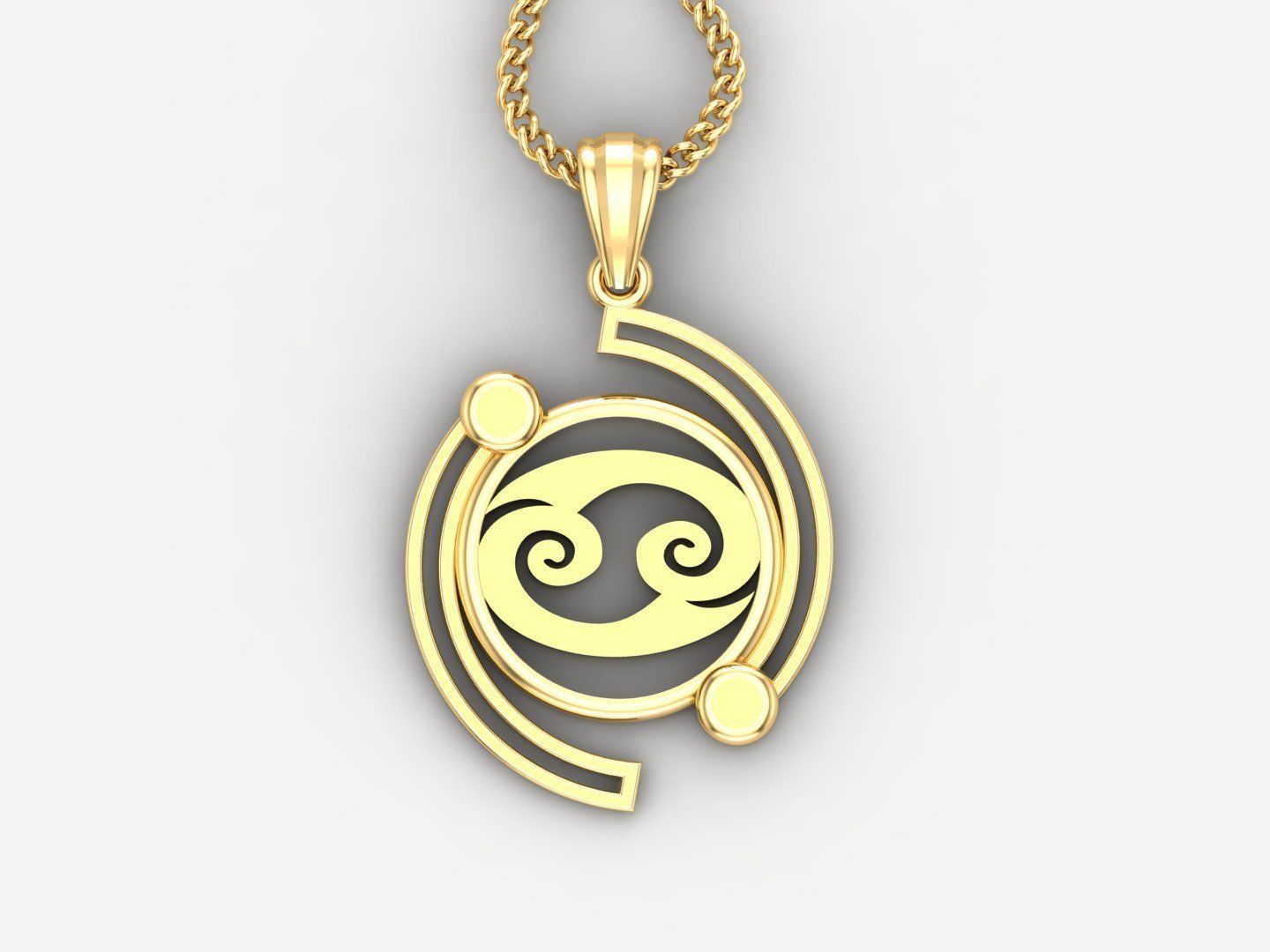 Galaxy Cancer Light Gold Pendant Version 8 3D print model_4