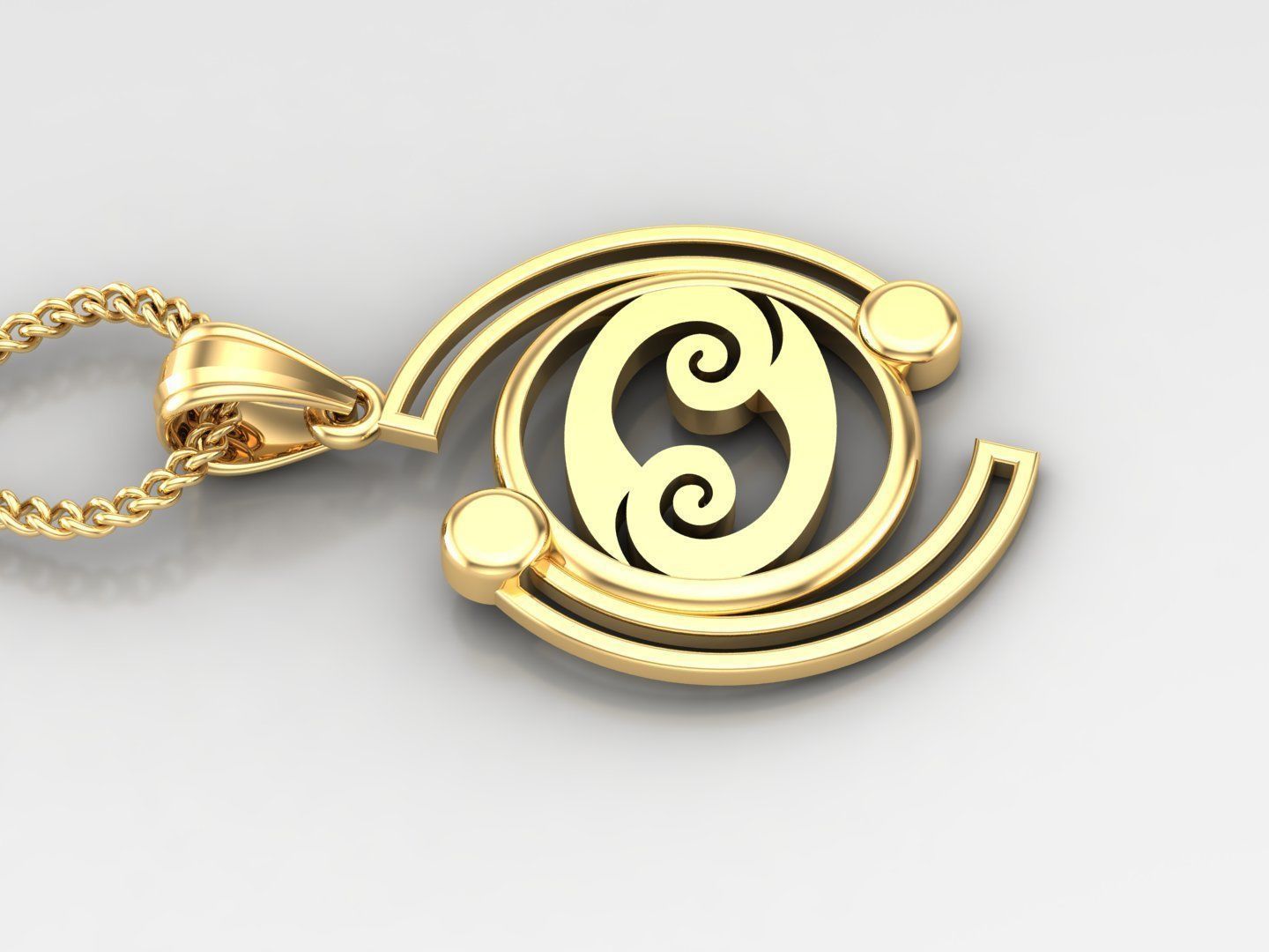 Galaxy Cancer Light Gold Pendant Version 8 3D print model_3