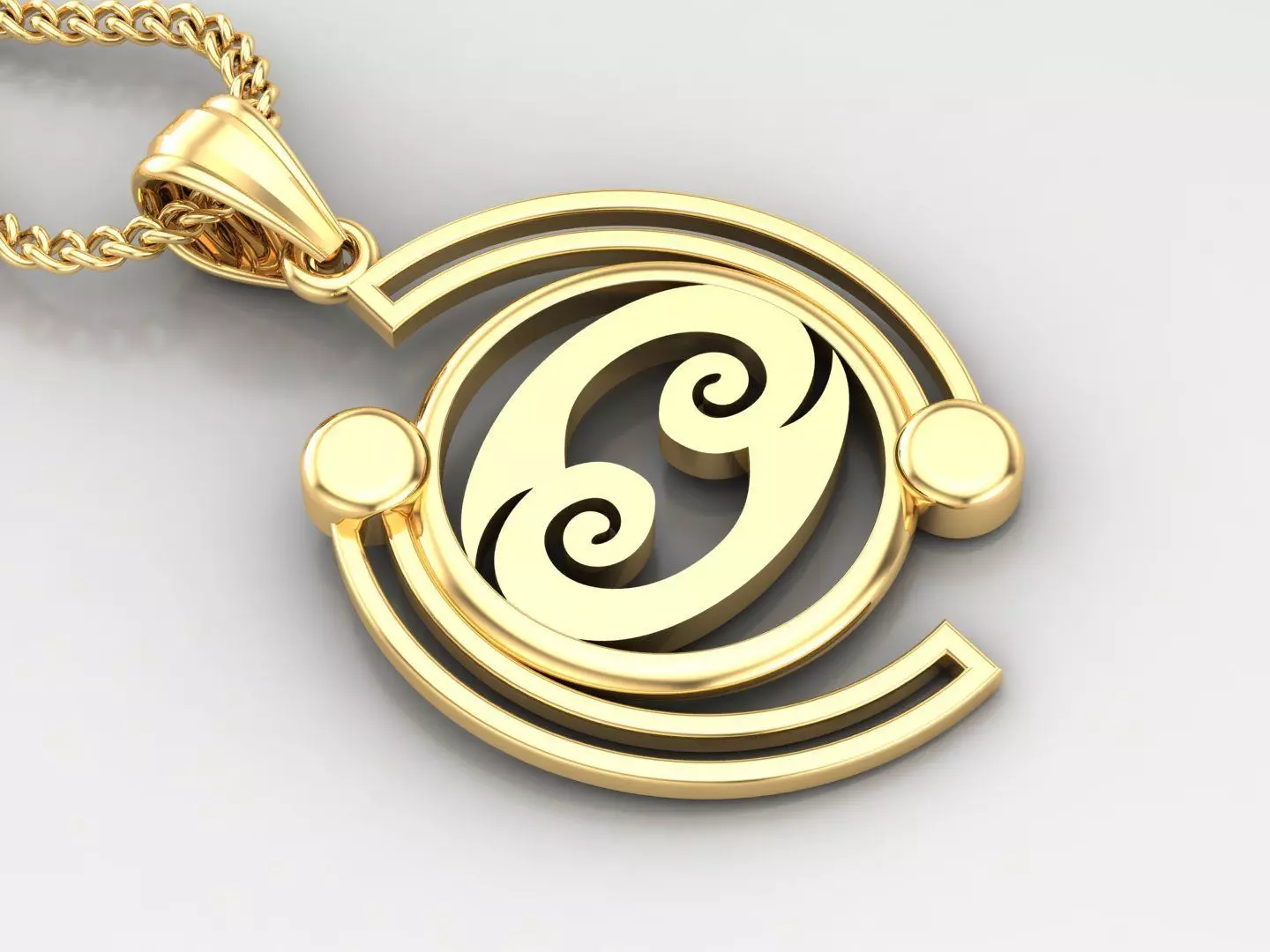 Galaxy Cancer Light Gold Pendant Version 8 3D print model_0