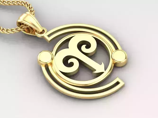 Galaxy Aries Light Gold Pendant Version 8 3D print model