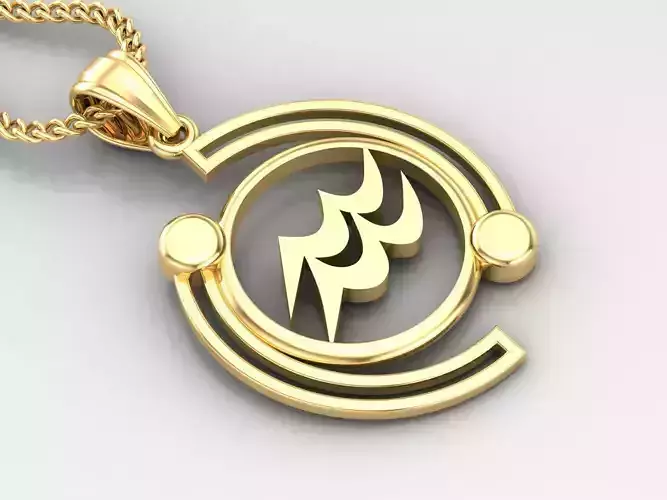 Galaxy Aquarius Light Gold Pendant Version 8 3D print model