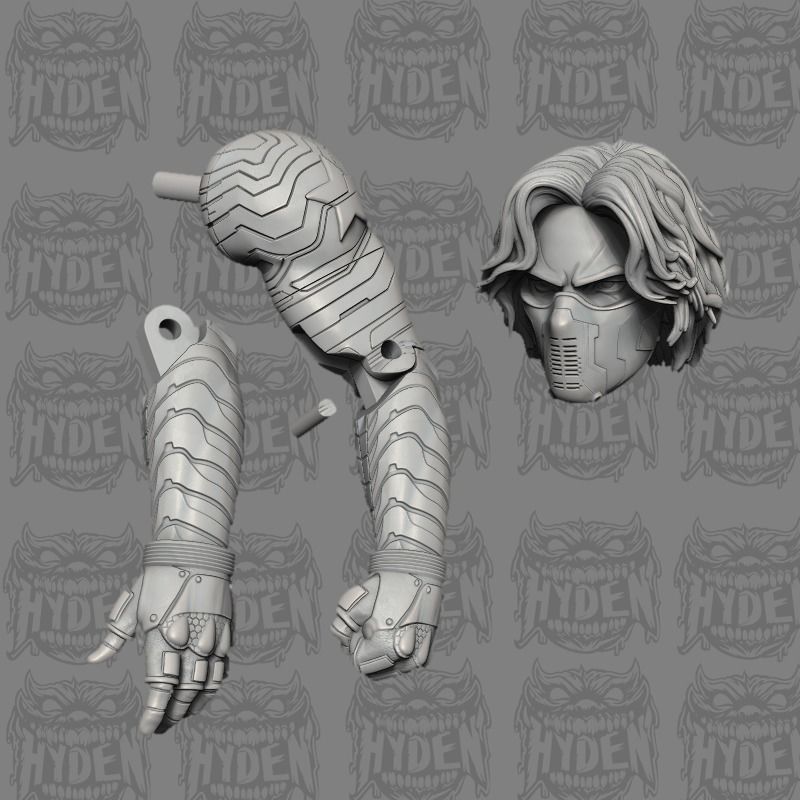 WINTER SOLDIER HEAD AND ARM 3D print model_3