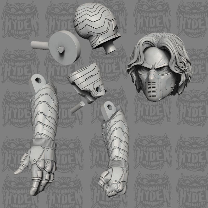 WINTER SOLDIER HEAD AND ARM 3D print model_5