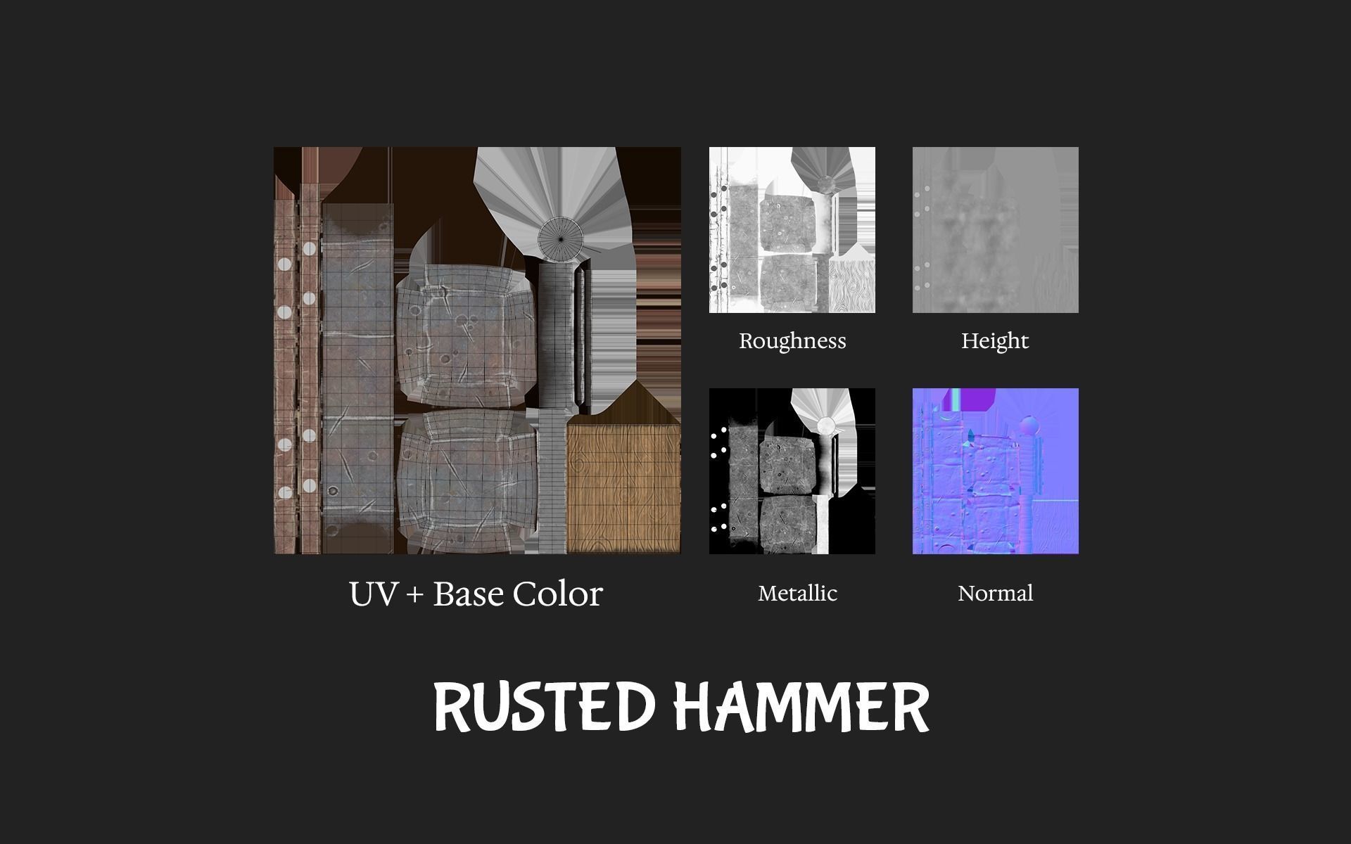 Rusted Hammer Medieval Low-poly 3D model_7