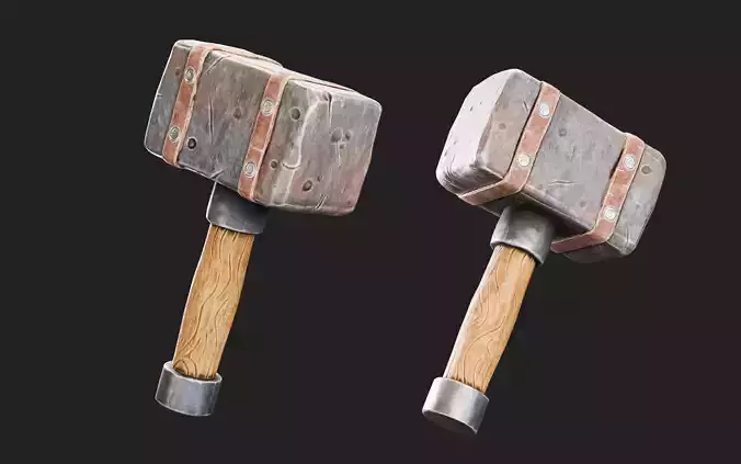 Rusted Hammer Medieval Low-poly 3D model