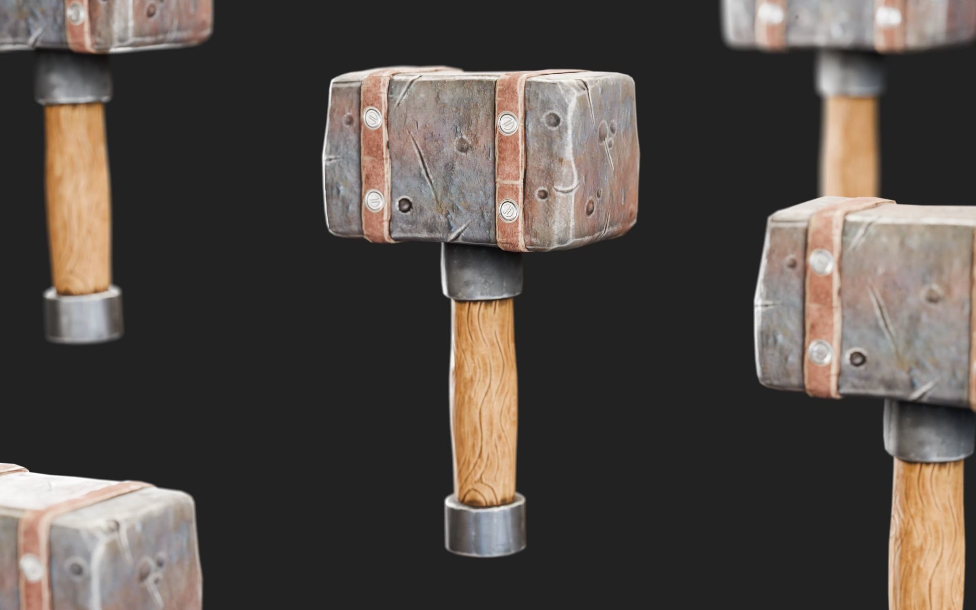 Rusted Hammer Medieval Low-poly 3D model_1