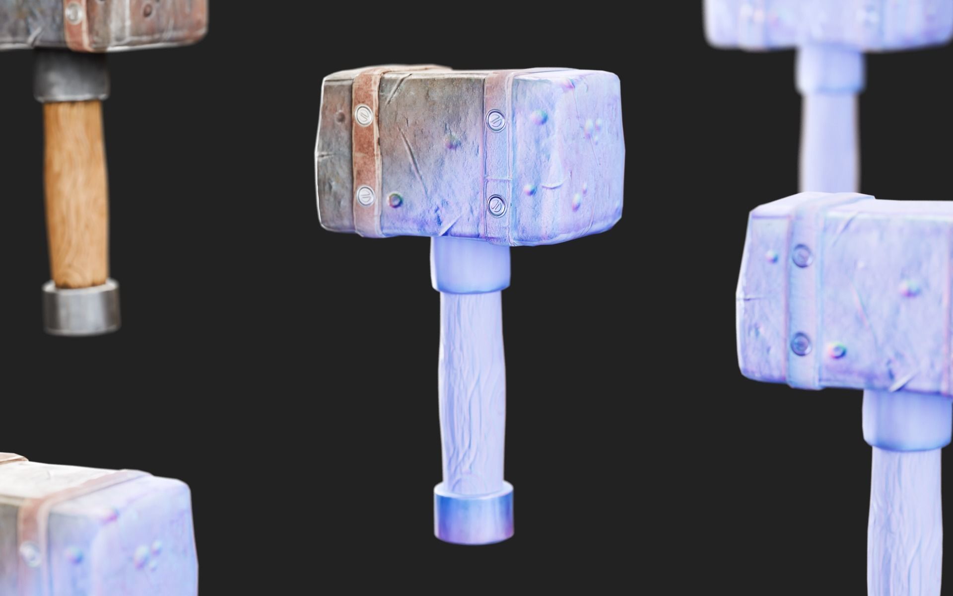Rusted Hammer Medieval Low-poly 3D model_2