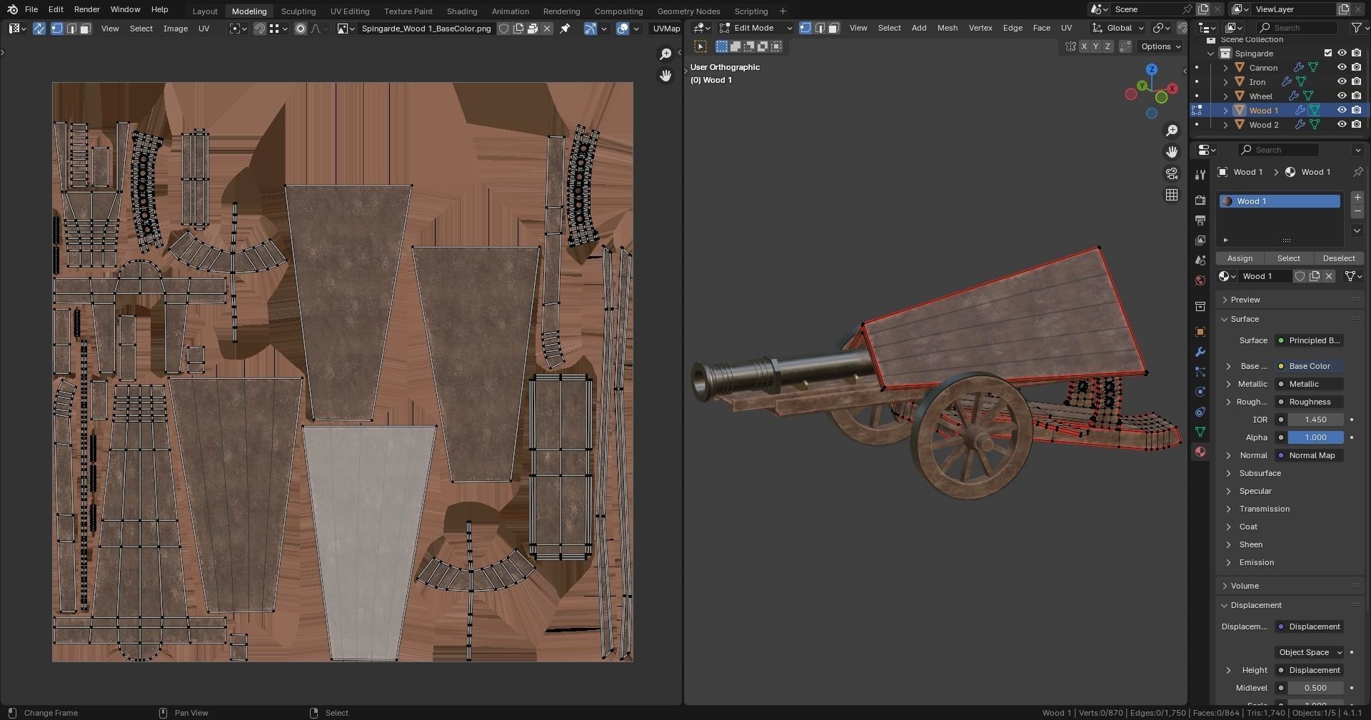Da Vinci Inventions - Spingarde  Low-poly 3D model_12