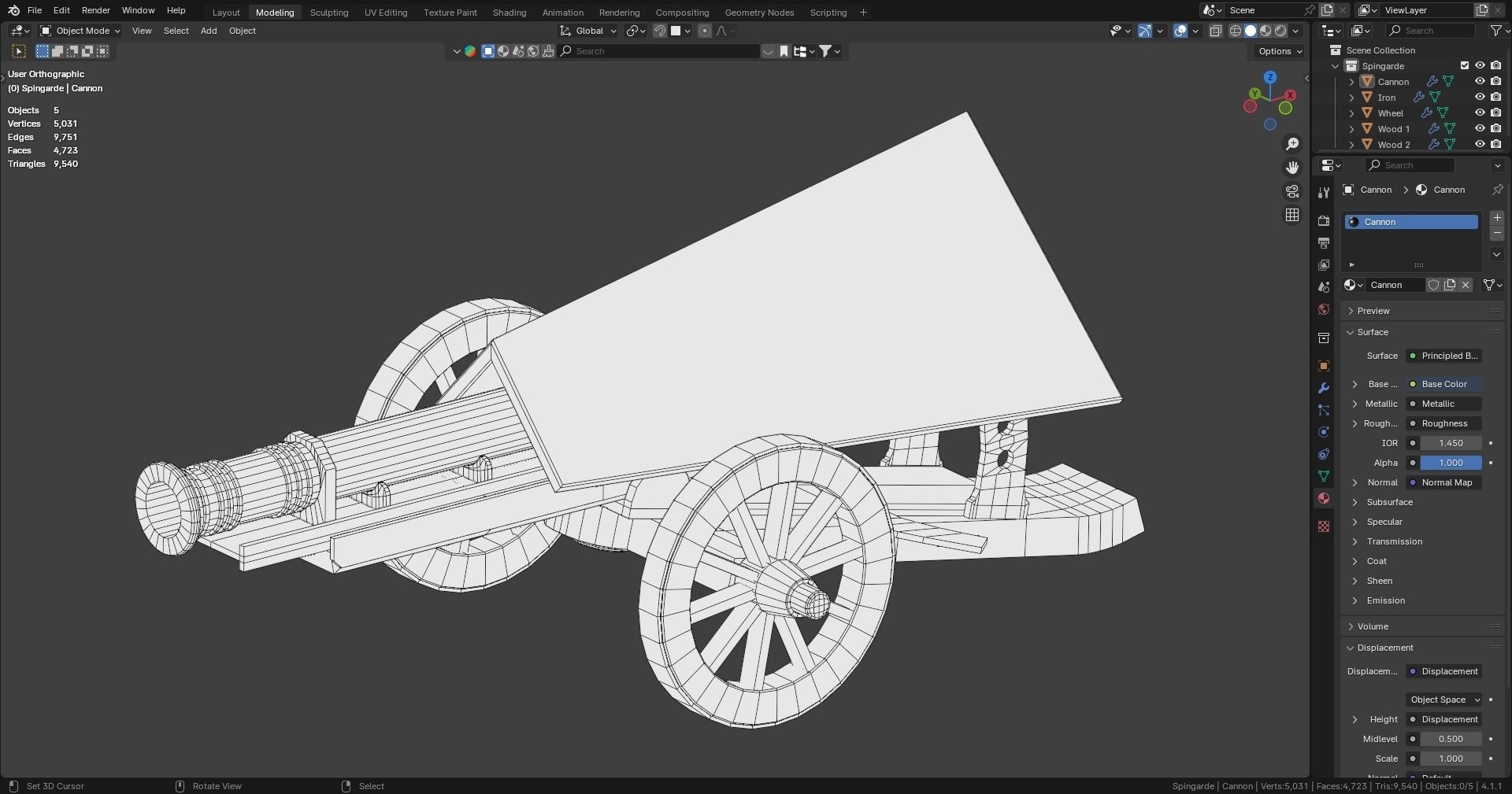 Da Vinci Inventions - Spingarde  Low-poly 3D model_7