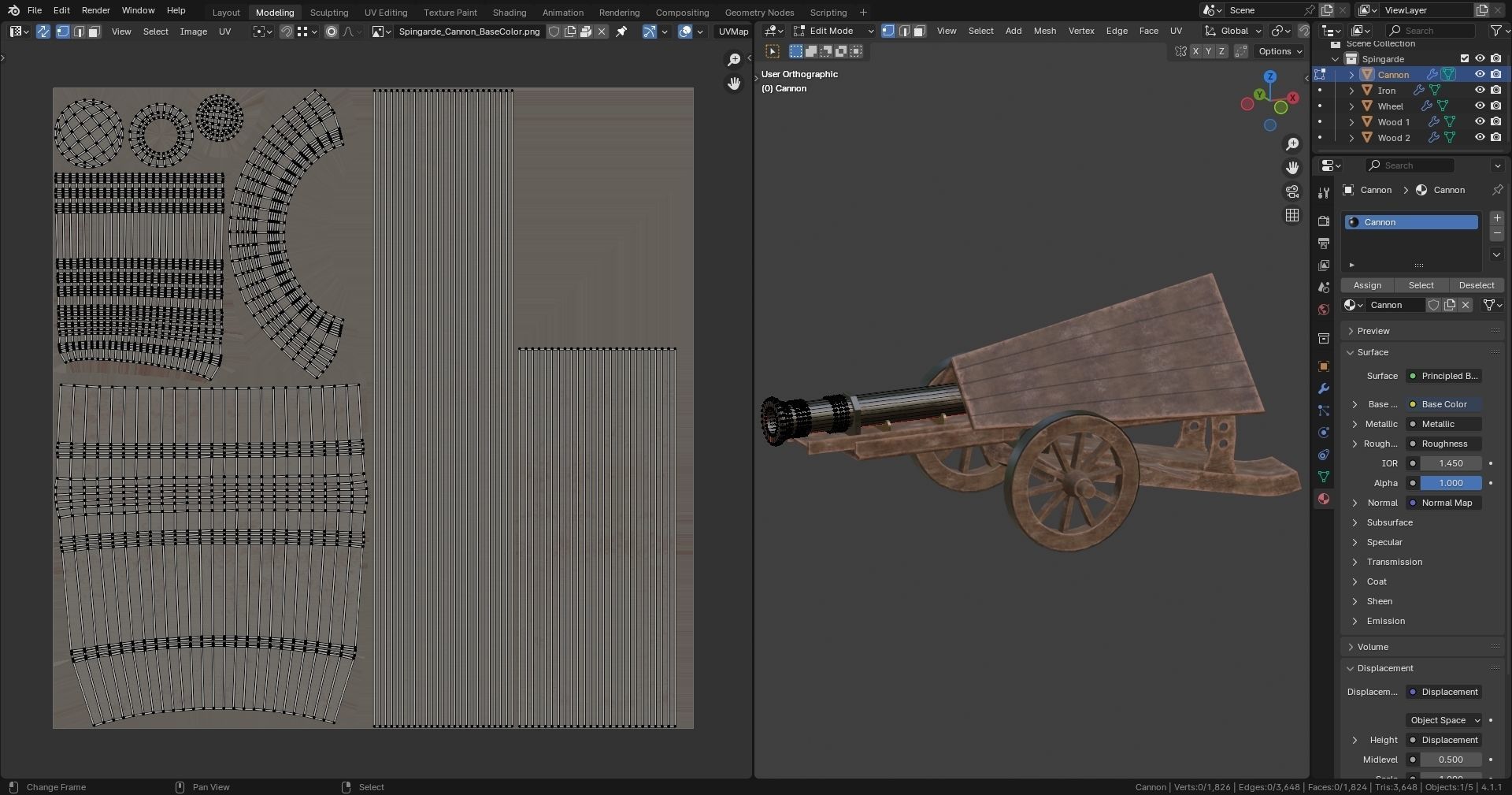 Da Vinci Inventions - Spingarde  Low-poly 3D model_9