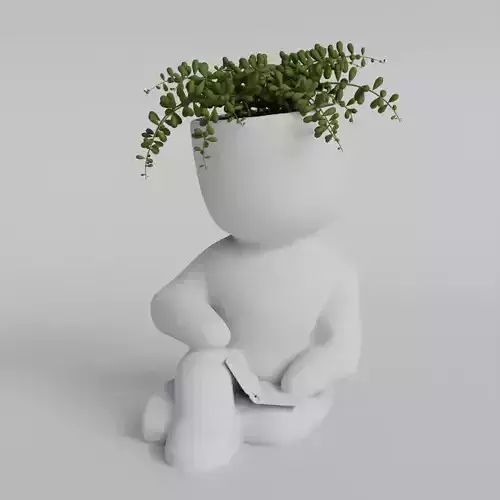 Cute Sitting Character Planter with Book