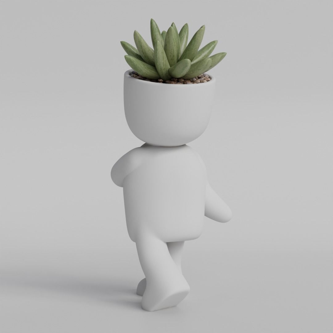 Adorable Walking Plant Pot Character 3D print model_4