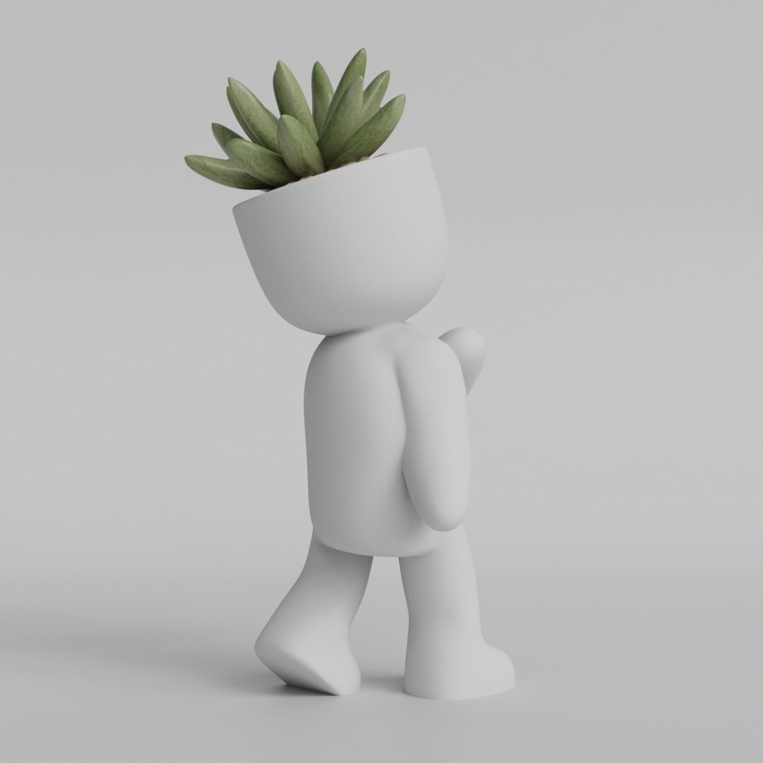 Adorable Walking Plant Pot Character 3D print model_2