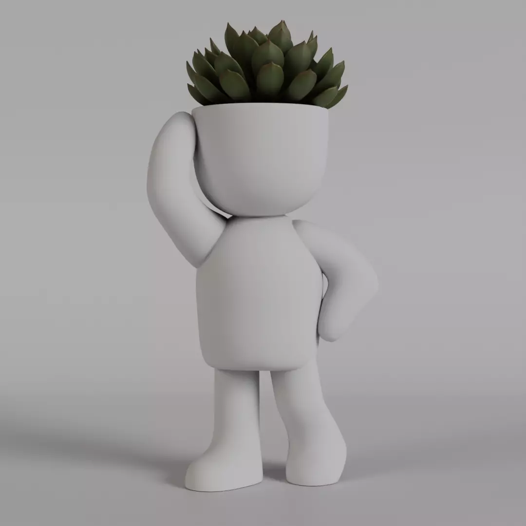 Charming 3D Printable Succulent Planter Figure 3D print model