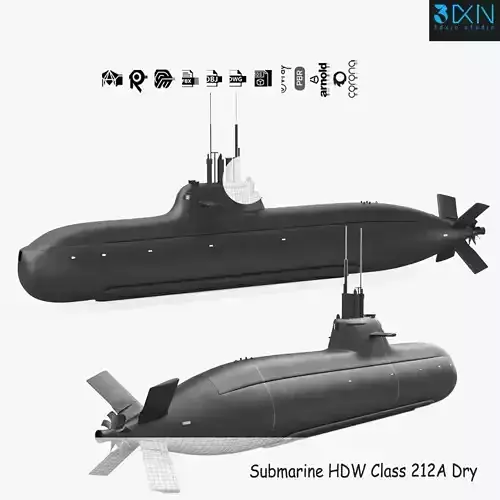 Submarine HDW Class 212A Dry 3D model