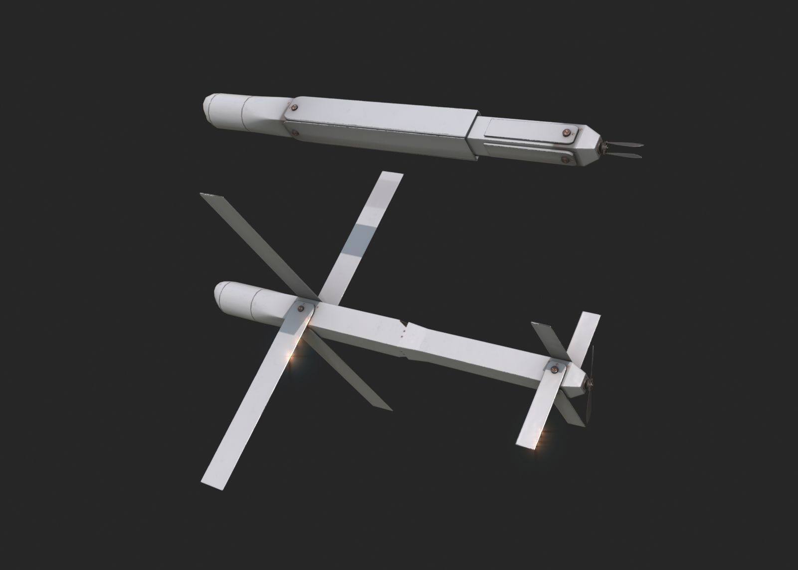 Isra UVision Hero120 Drone UAV Loitering Munition Low-poly 3D model_2