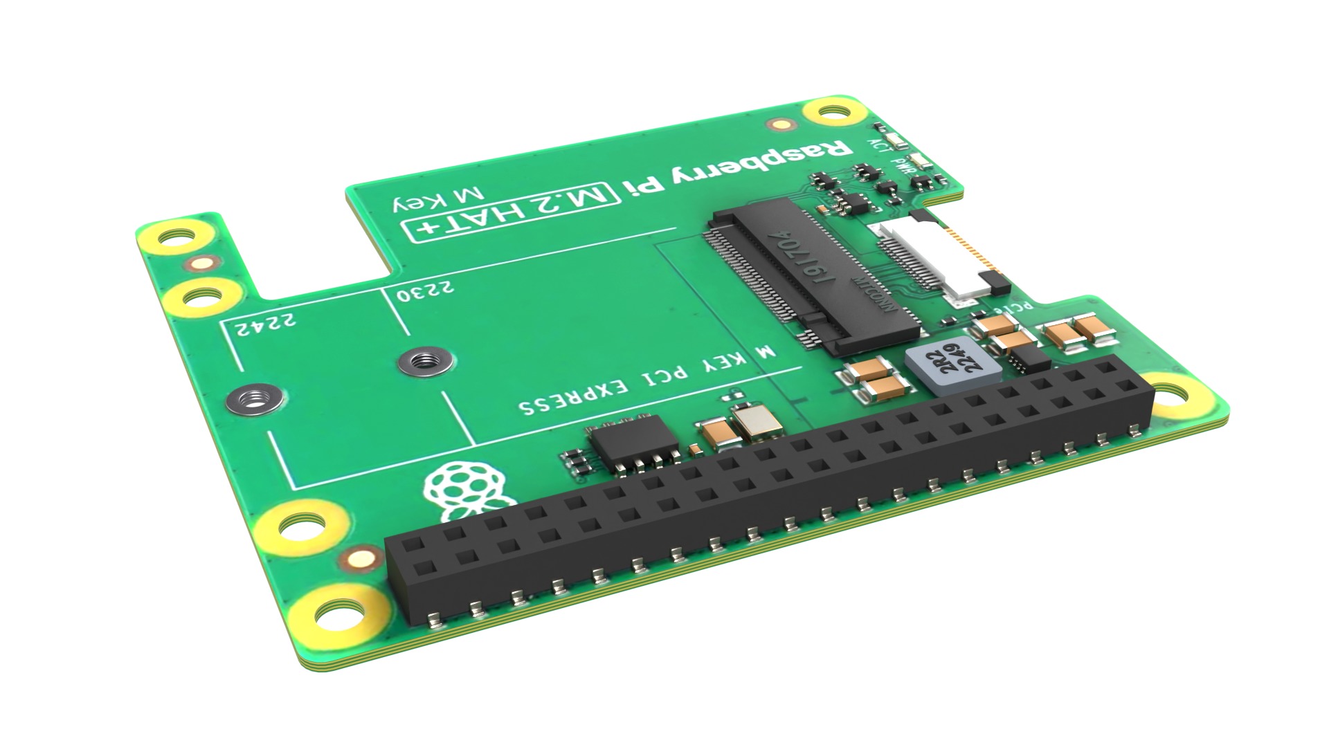 RASPBERRY PI M2 HAT PLUS  Low-poly 3D model_4