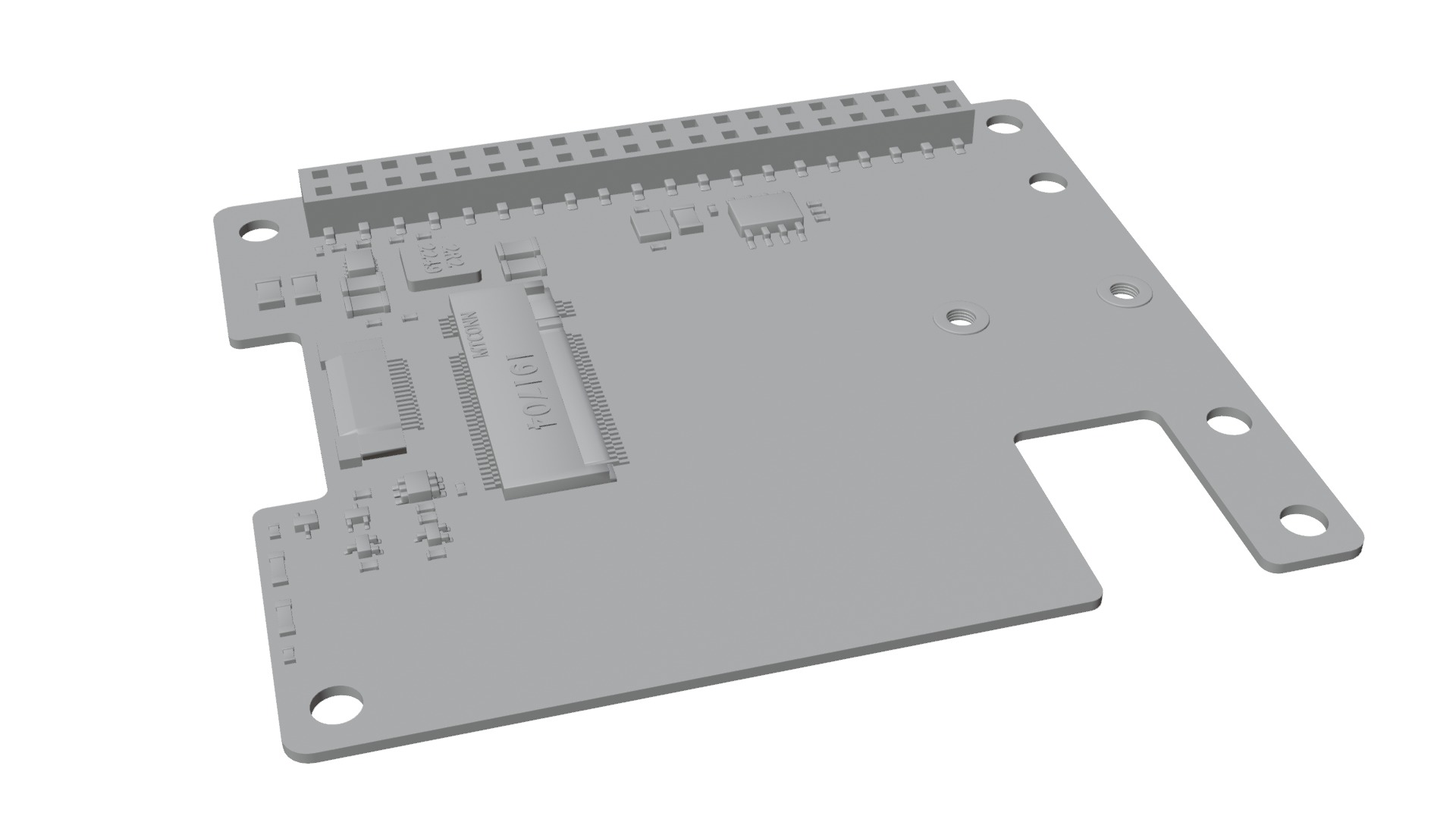 RASPBERRY PI M2 HAT PLUS  Low-poly 3D model_13