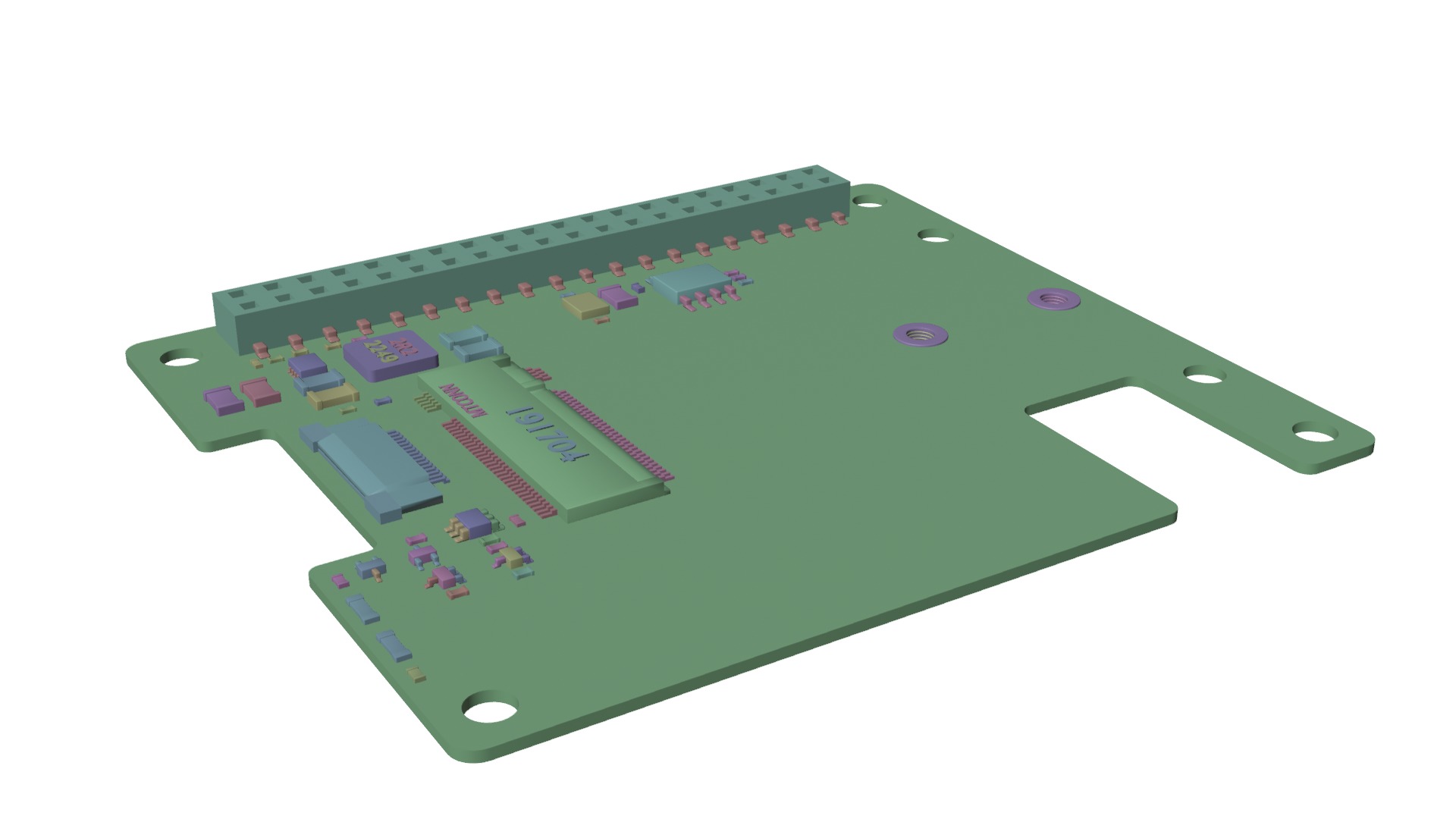 RASPBERRY PI M2 HAT PLUS  Low-poly 3D model_7