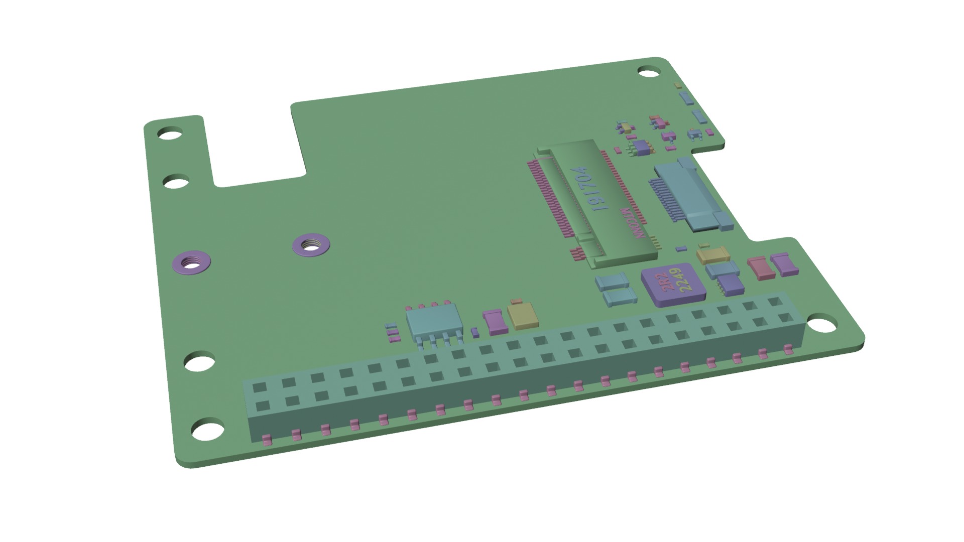 RASPBERRY PI M2 HAT PLUS  Low-poly 3D model_8