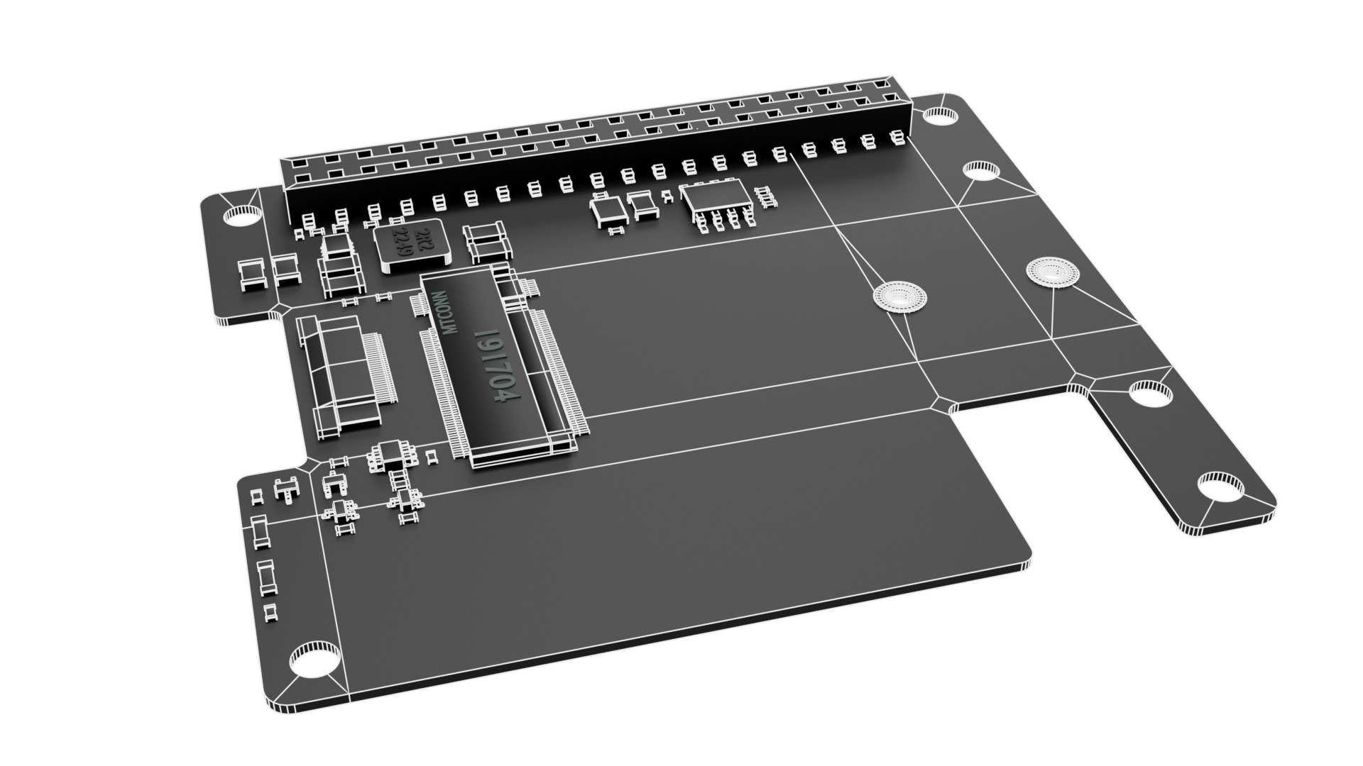 RASPBERRY PI M2 HAT PLUS  Low-poly 3D model_15