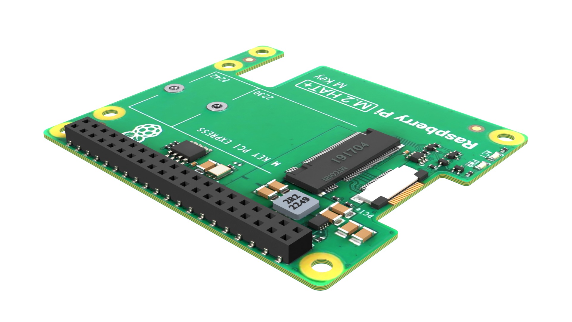 RASPBERRY PI M2 HAT PLUS  Low-poly 3D model_3