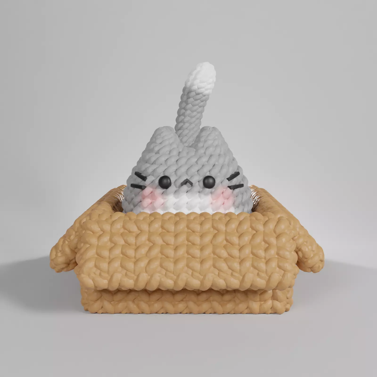 CUTE CAT KNITTED CROCHET - STL - 3MF MULTICOLOR 3D print model