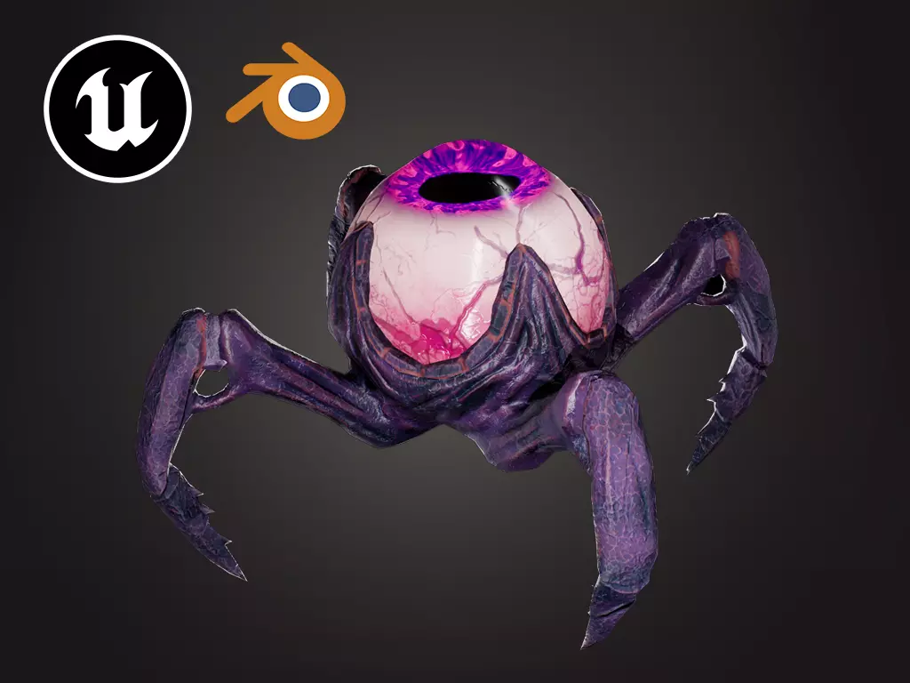 Eye spider full unreal character Low-poly 3D model