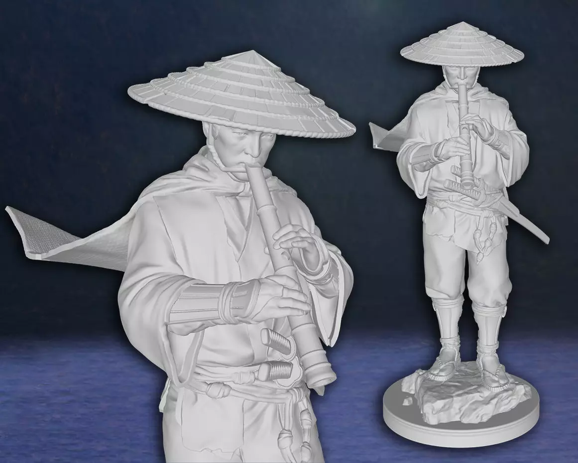 Ghost of Tsushima Ronin Ninja Play Flute Action 3D Print Model 3D print model