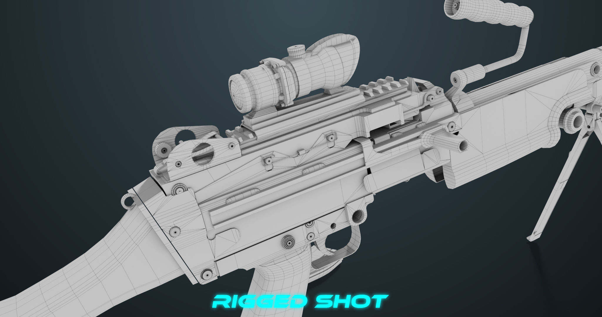 Machine Gun 07 All PBR Unity UE Textures Included Low-poly 3D model_52