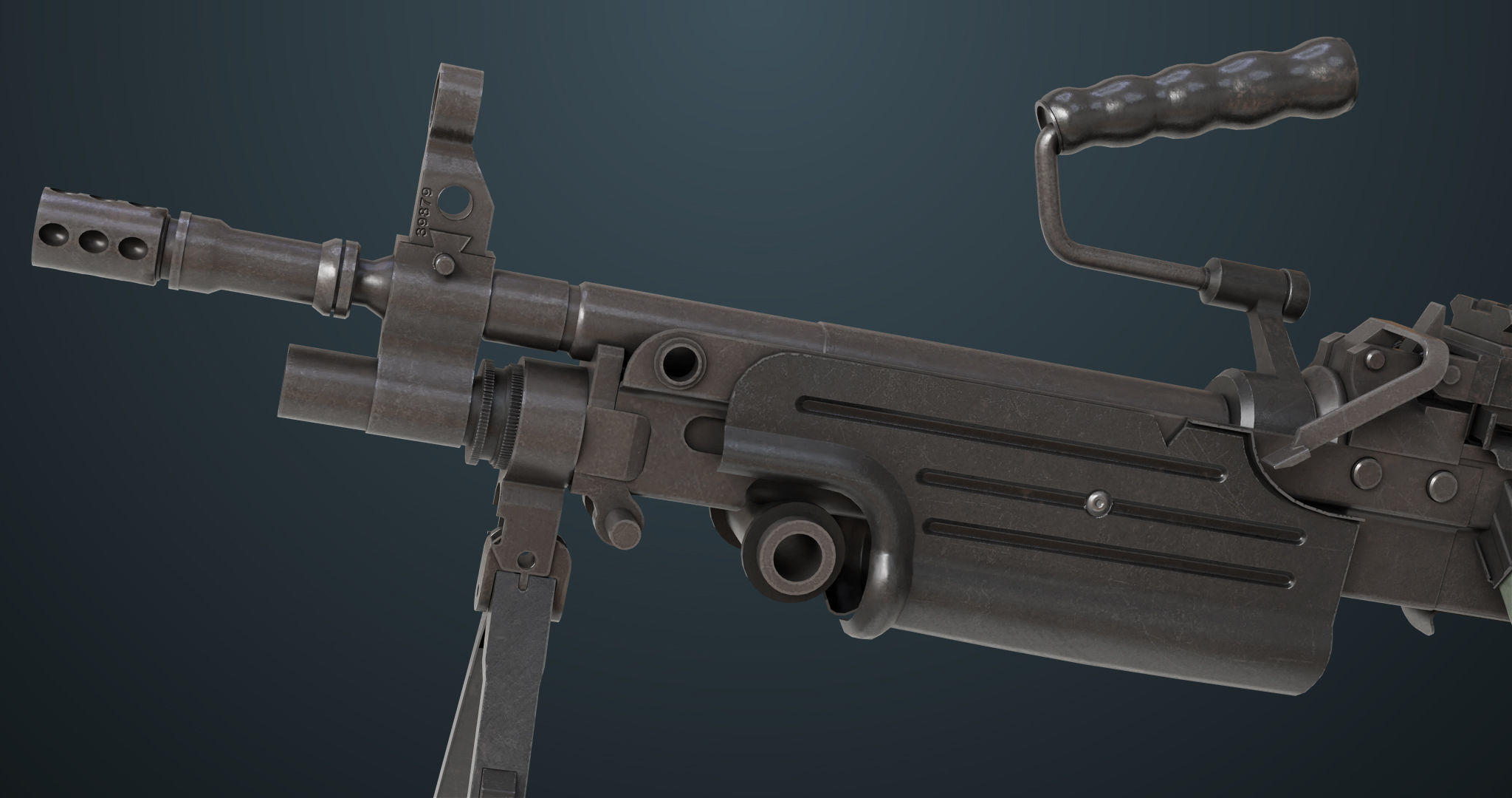 Machine Gun 07 All PBR Unity UE Textures Included Low-poly 3D model_13
