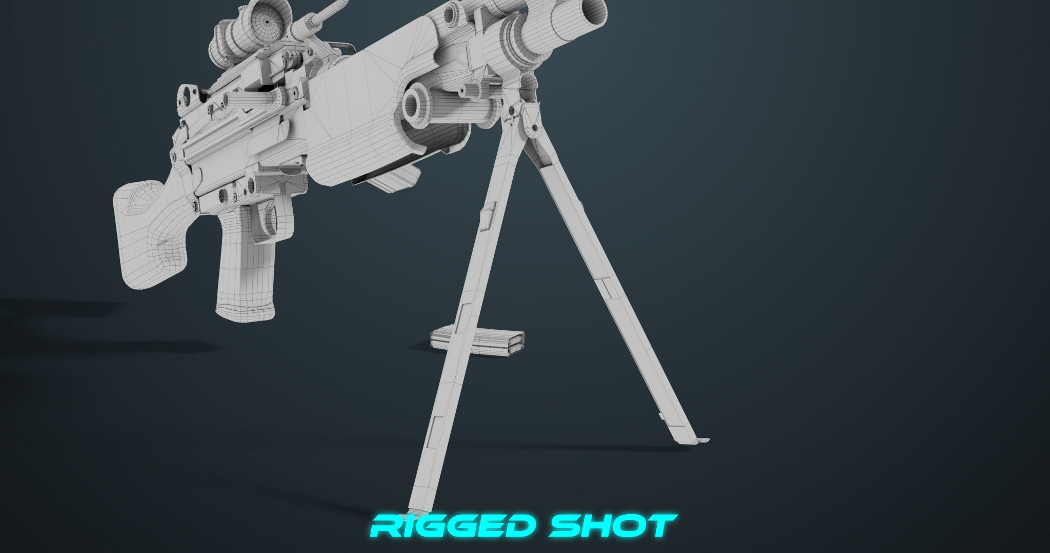 Machine Gun 07 All PBR Unity UE Textures Included Low-poly 3D model_57