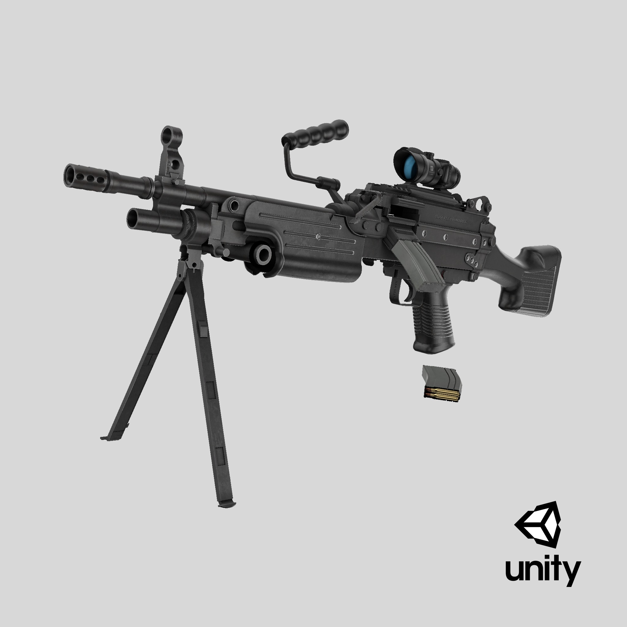 Machine Gun 07 All PBR Unity UE Textures Included Low-poly 3D model_65