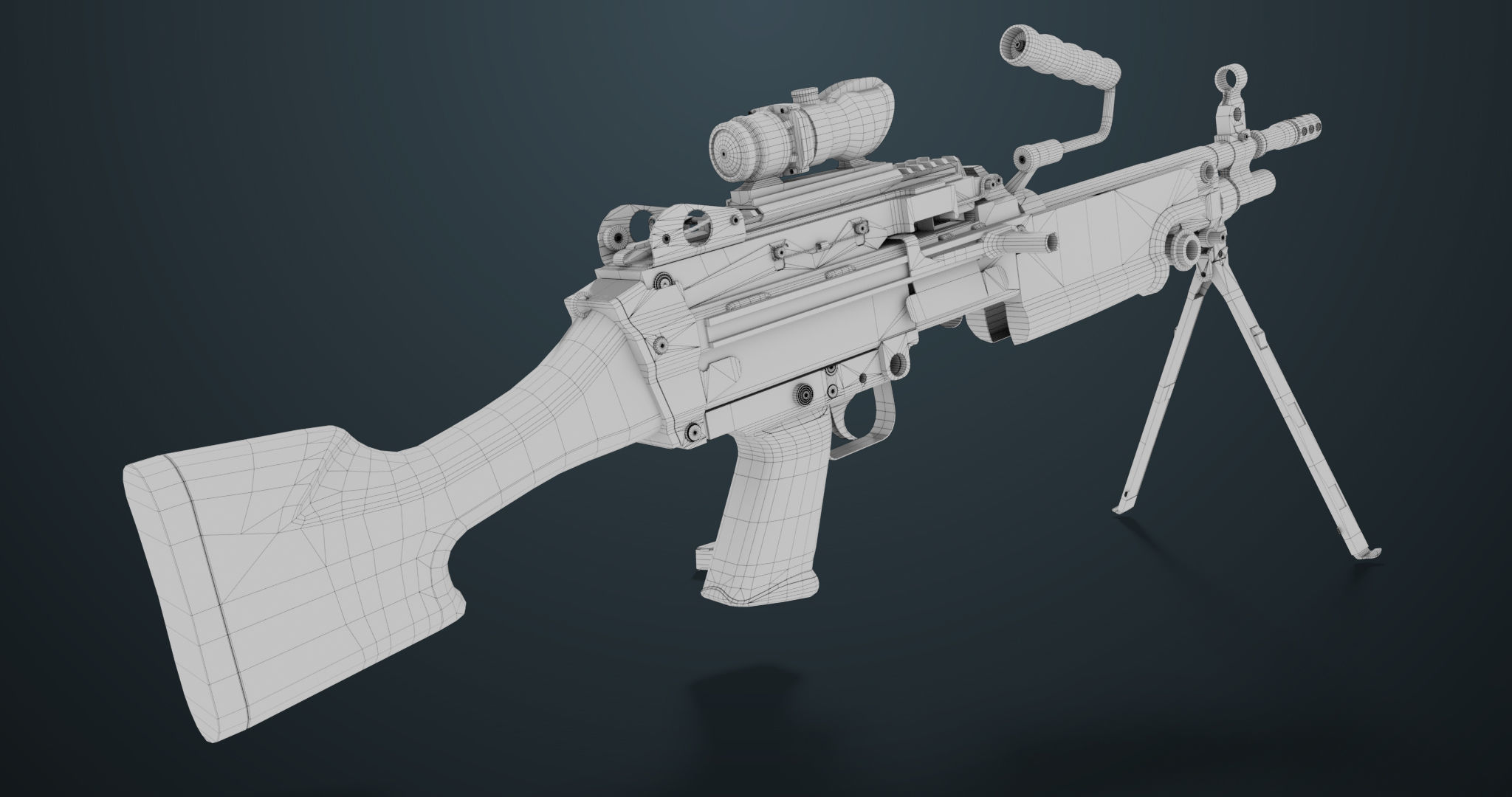 Machine Gun 07 All PBR Unity UE Textures Included Low-poly 3D model_34