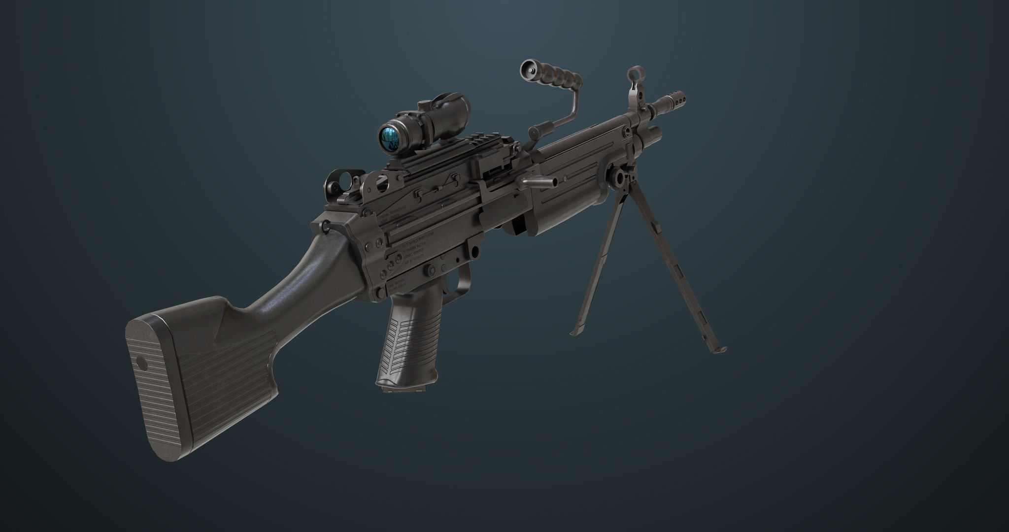 Machine Gun 07 All PBR Unity UE Textures Included Low-poly 3D model_9
