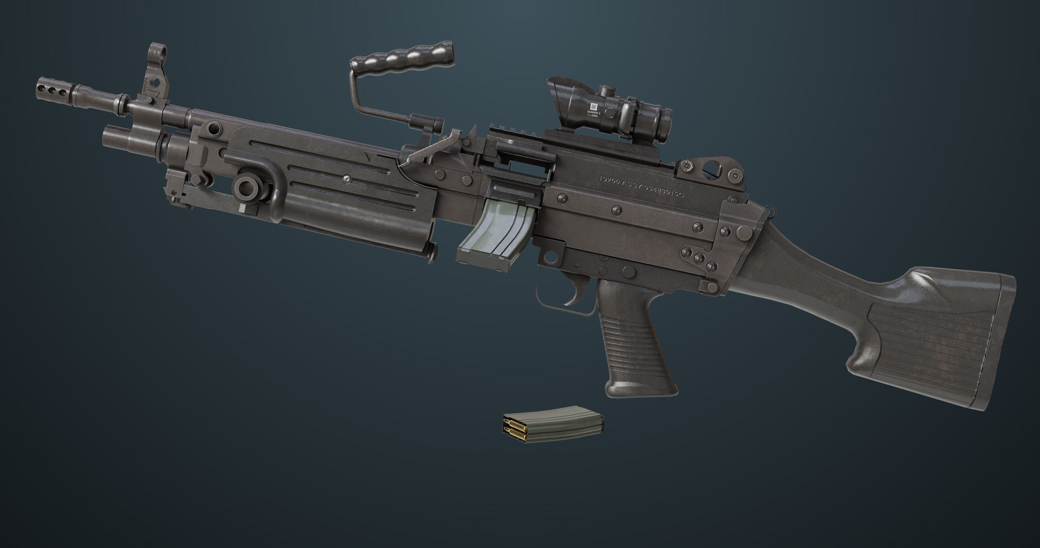 Machine Gun 07 All PBR Unity UE Textures Included Low-poly 3D model_2