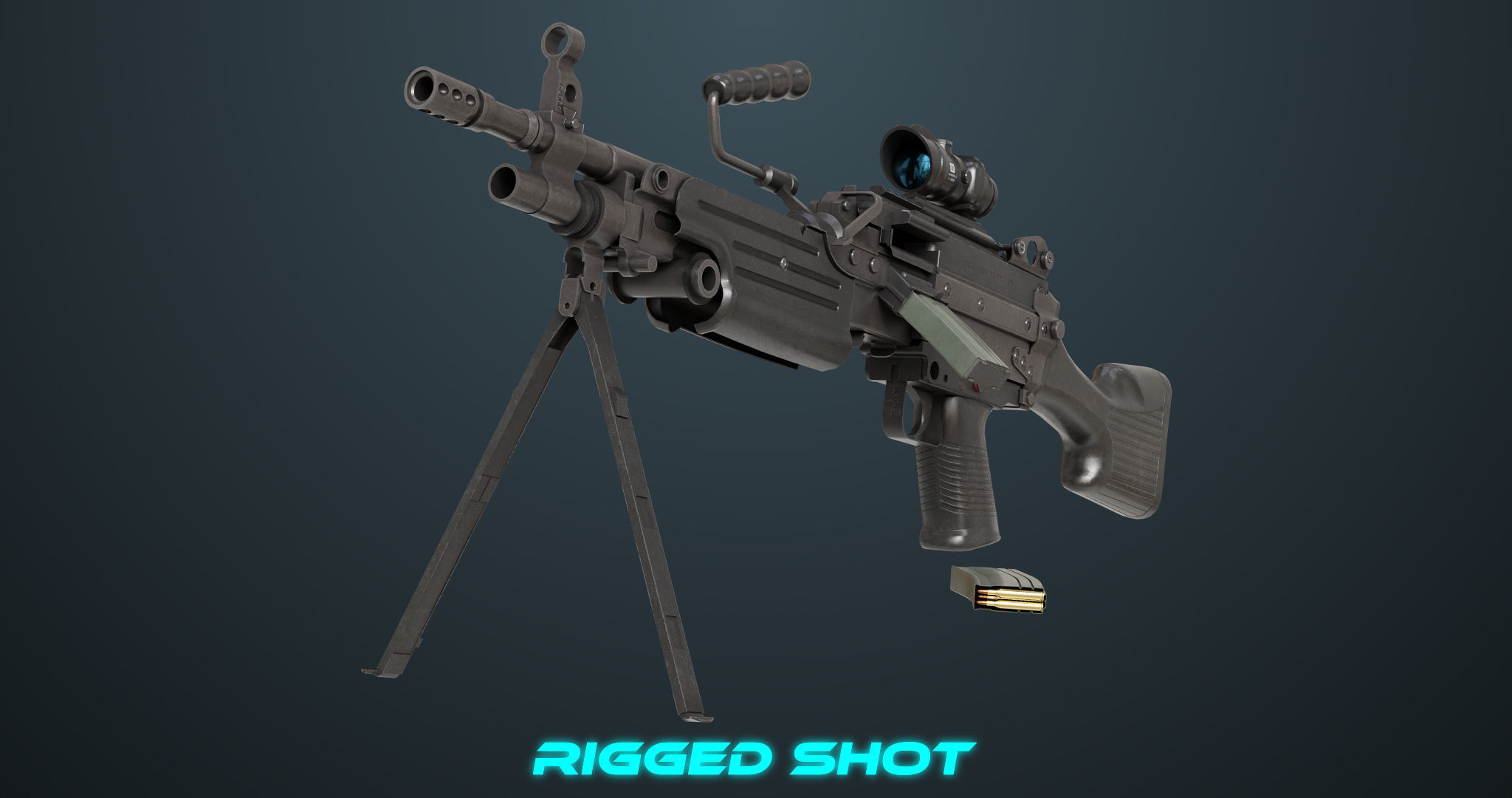Machine Gun 07 All PBR Unity UE Textures Included Low-poly 3D model_4
