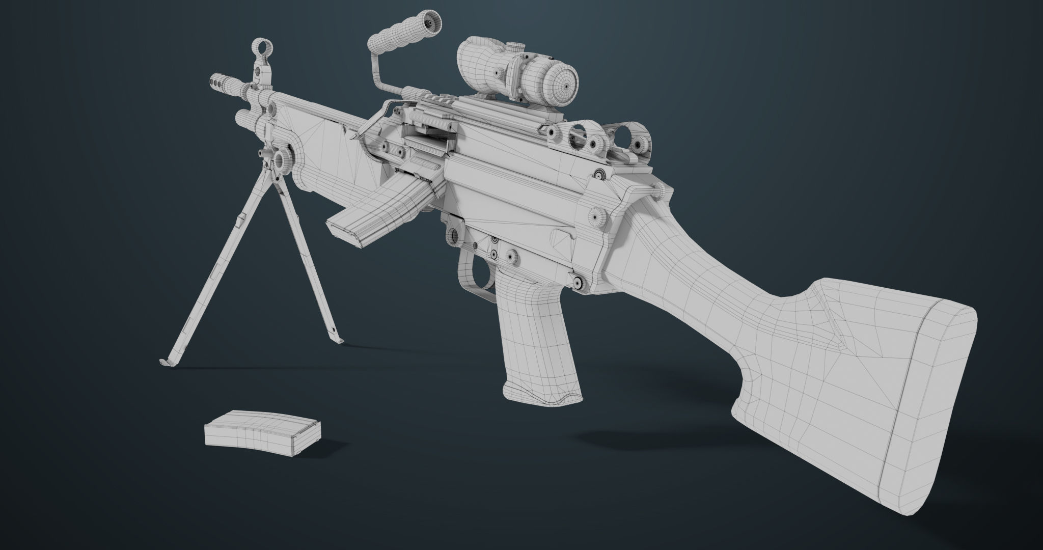 Machine Gun 07 All PBR Unity UE Textures Included Low-poly 3D model_35