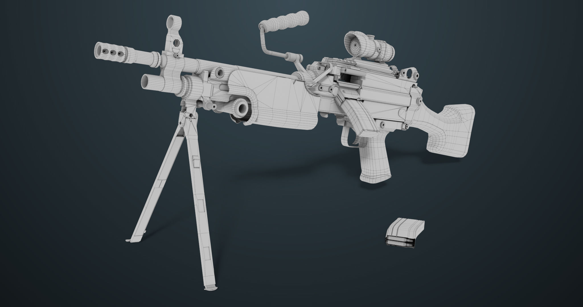 Machine Gun 07 All PBR Unity UE Textures Included Low-poly 3D model_30