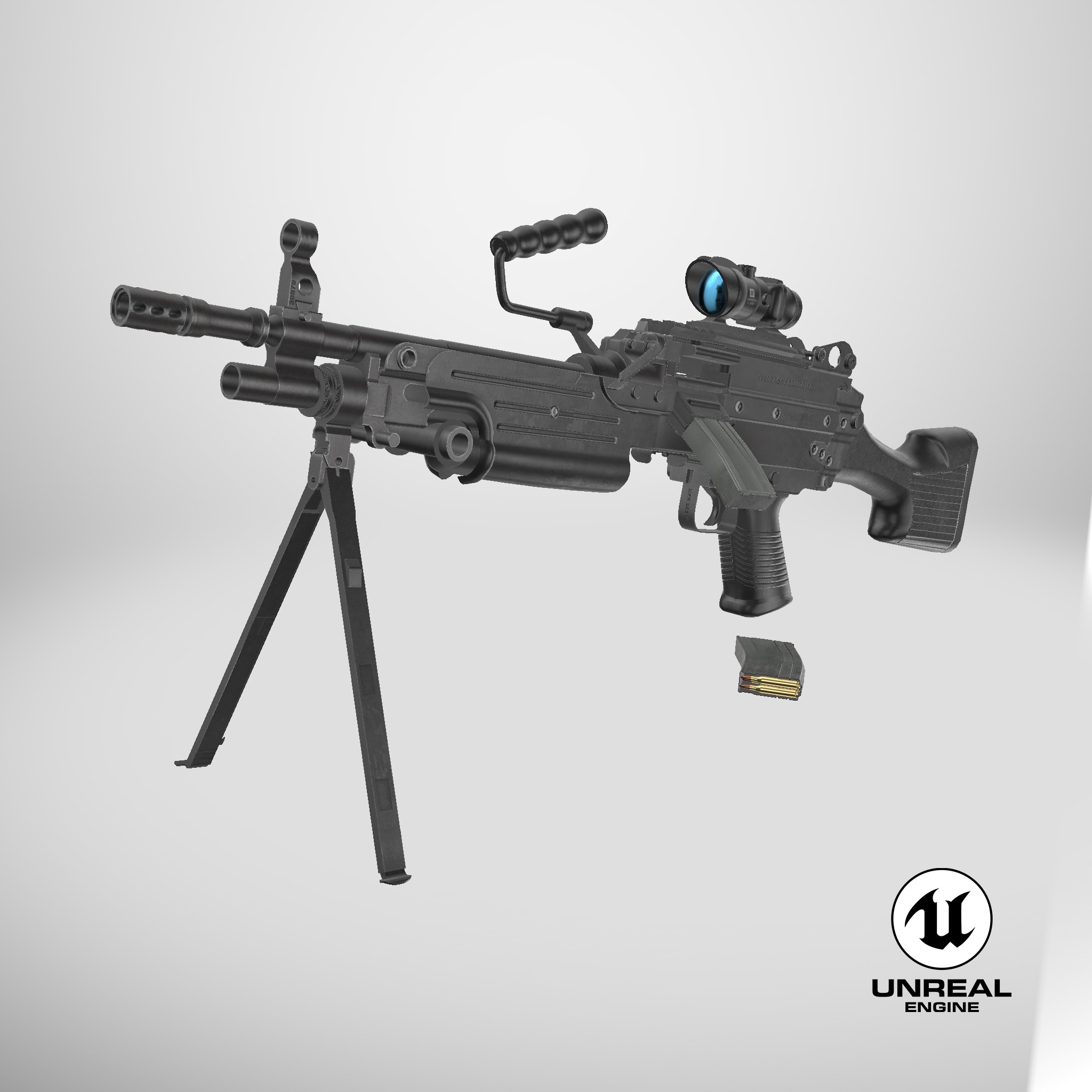 Machine Gun 07 All PBR Unity UE Textures Included Low-poly 3D model_66