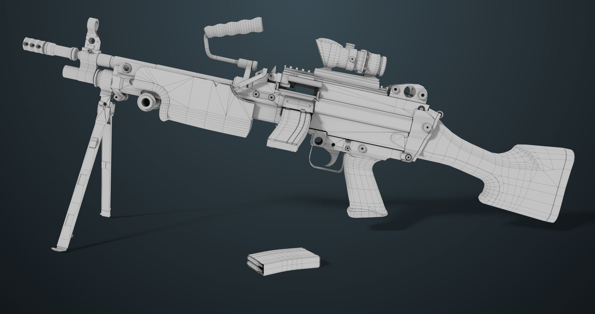 Machine Gun 07 All PBR Unity UE Textures Included Low-poly 3D model_29