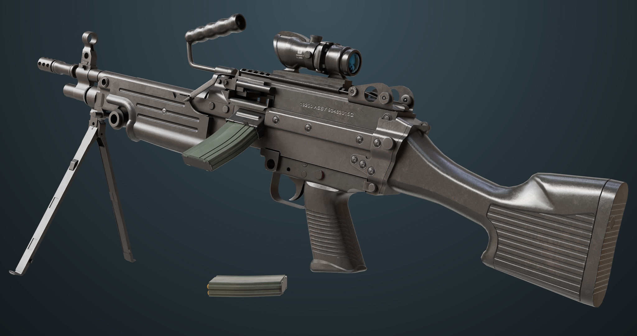 Machine Gun 07 All PBR Unity UE Textures Included Low-poly 3D model_27