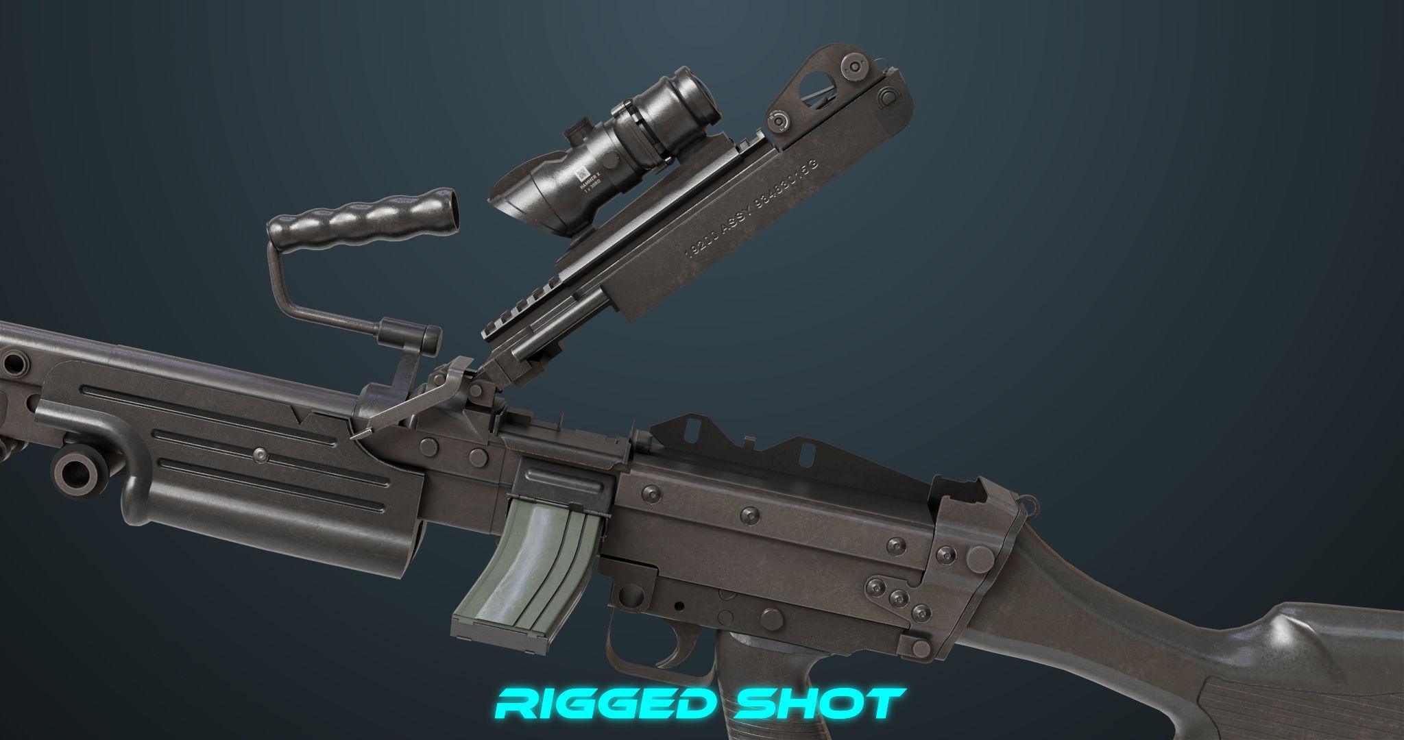 Machine Gun 07 All PBR Unity UE Textures Included Low-poly 3D model_7