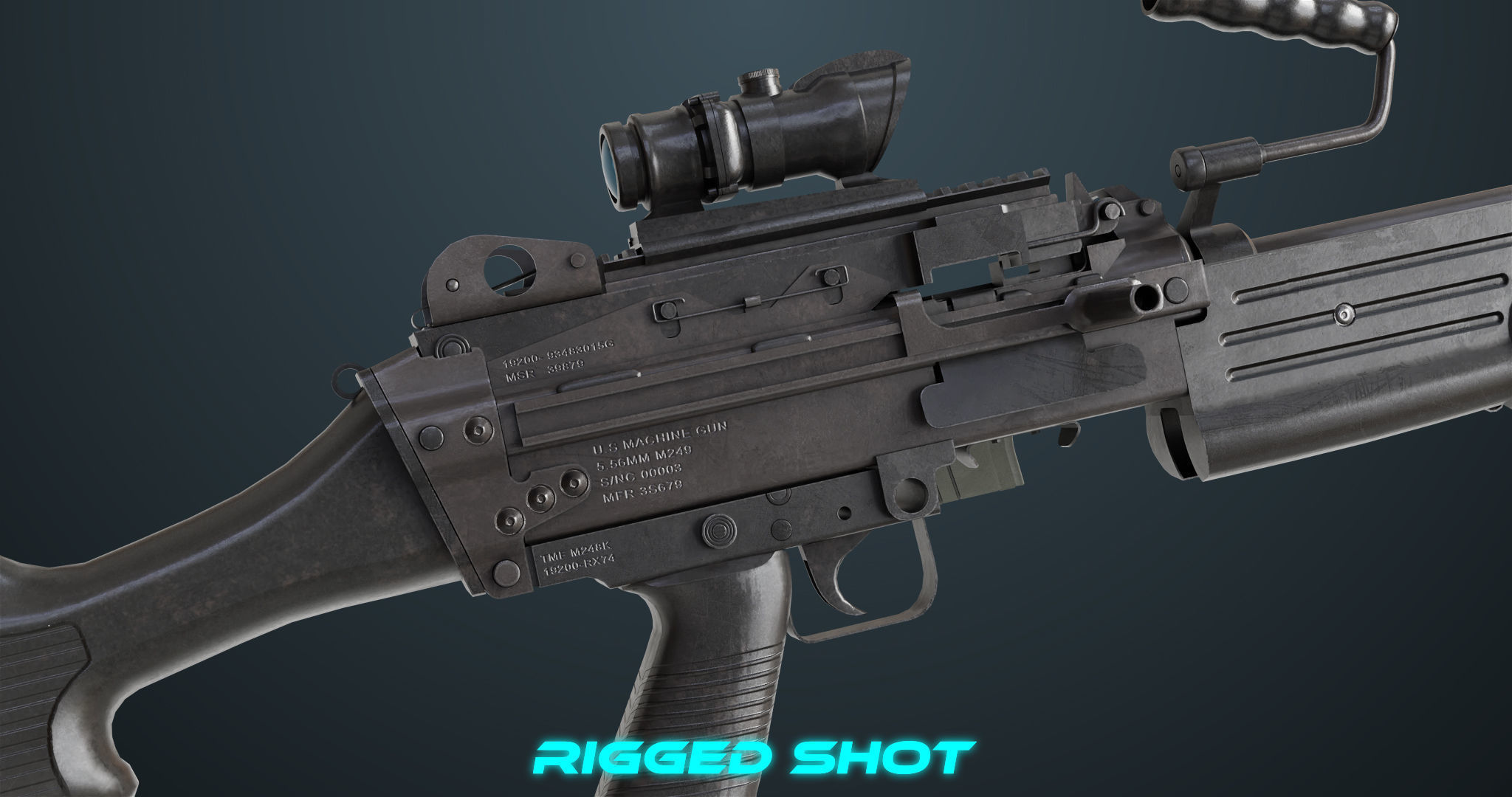 Machine Gun 07 All PBR Unity UE Textures Included Low-poly 3D model_20