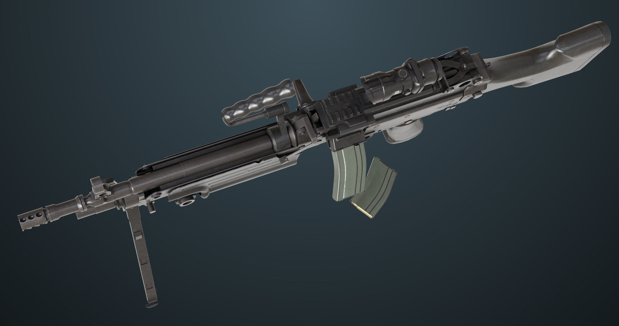 Machine Gun 07 All PBR Unity UE Textures Included Low-poly 3D model_28