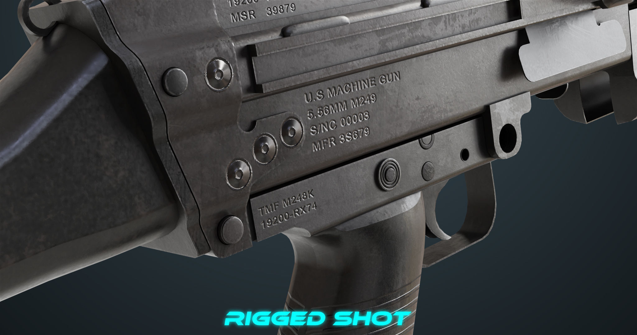 Machine Gun 07 All PBR Unity UE Textures Included Low-poly 3D model_24