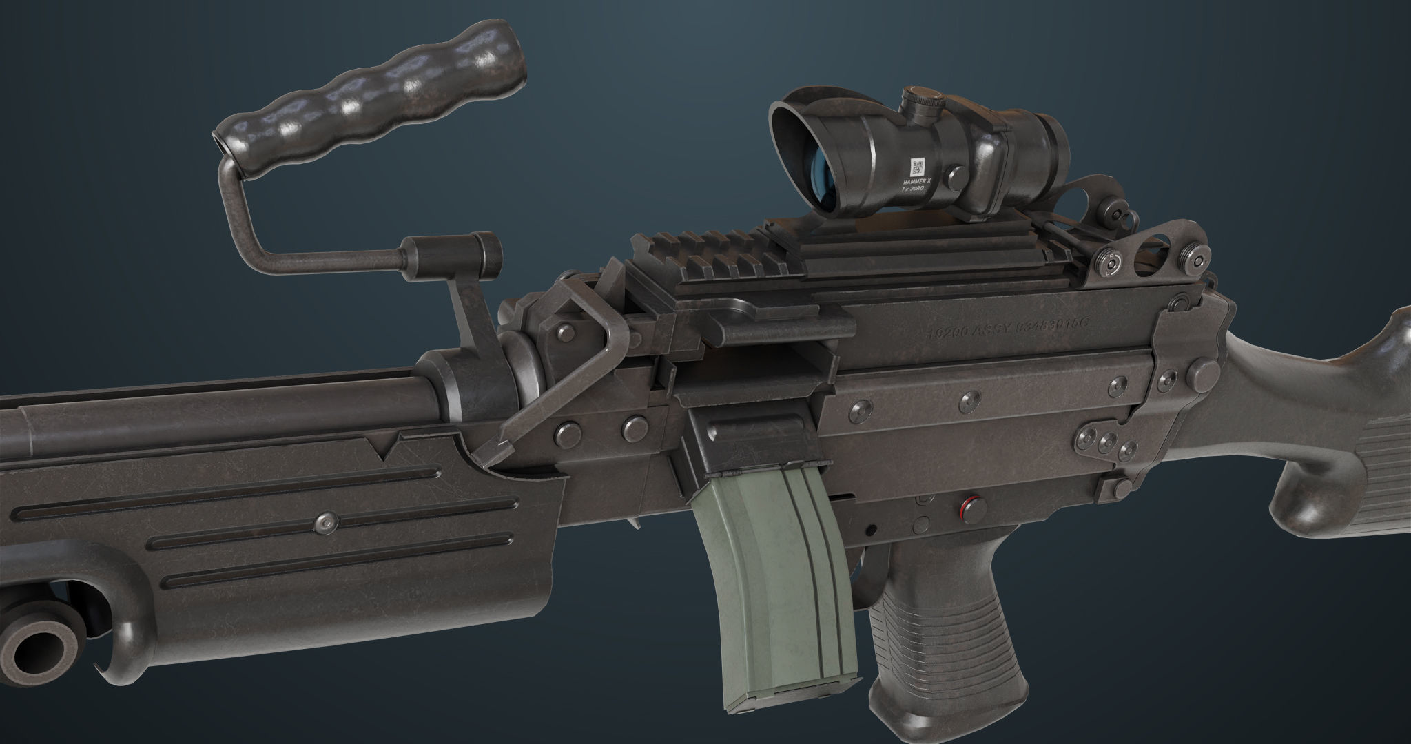 Machine Gun 07 All PBR Unity UE Textures Included Low-poly 3D model_14